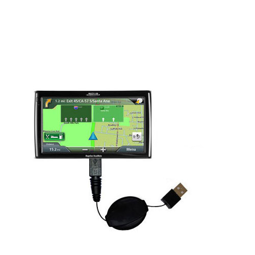 Retractable USB Power Port Ready charger cable designed for the Magellan Roadmate 1420 and uses TipExchange