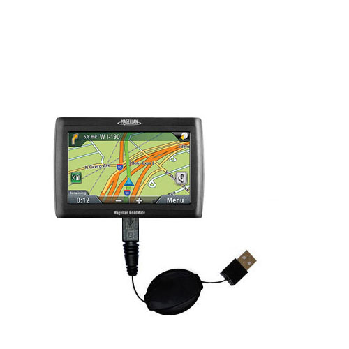 Retractable USB Power Port Ready charger cable designed for the Magellan Roadmate 1424 and uses TipExchange