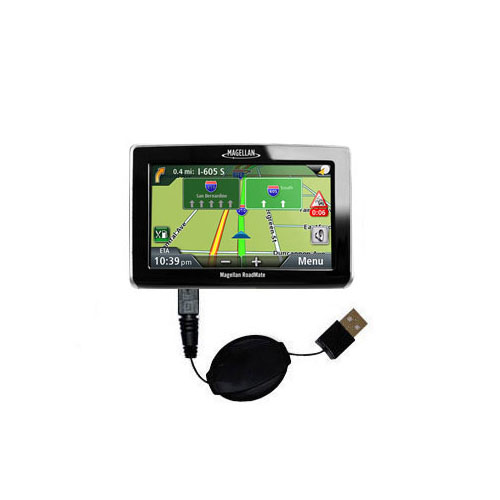 Retractable USB Power Port Ready charger cable designed for the Magellan Roadmate 1445T and uses TipExchange