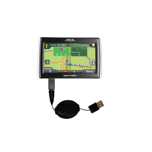 Retractable USB Power Port Ready charger cable designed for the Magellan Roadmate 1470 and uses TipExchange