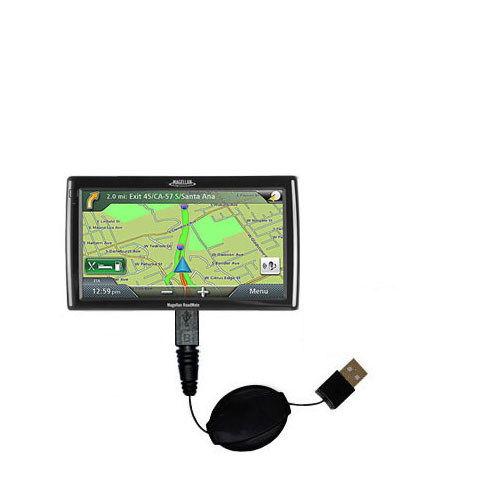 Retractable USB Power Port Ready charger cable designed for the Magellan Roadmate 1700 1700LM and uses TipExchange