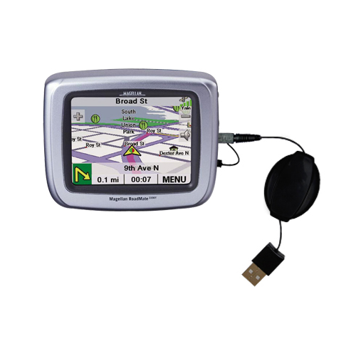 Retractable USB Power Port Ready charger cable designed for the Magellan Roadmate 2200T and uses TipExchange