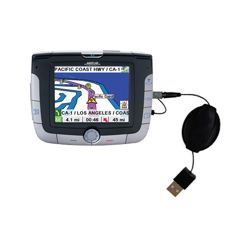 Retractable USB Power Port Ready charger cable designed for the Magellan Roadmate 3000T and uses TipExchange