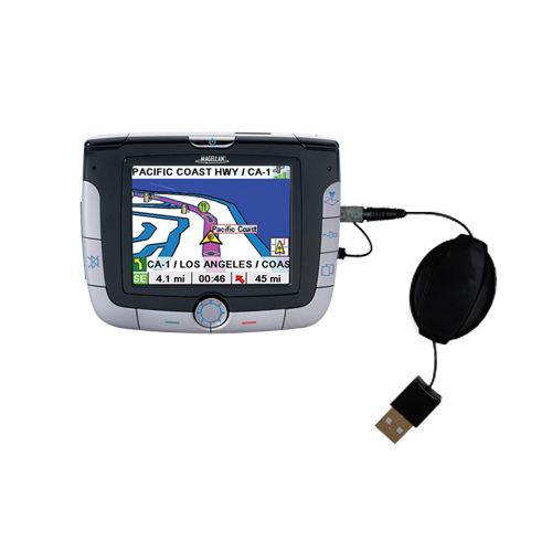 Retractable USB Power Port Ready charger cable designed for the Magellan Roadmate 3050T and uses TipExchange