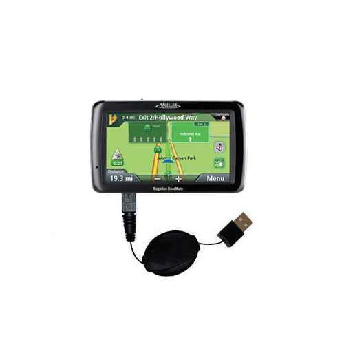 Retractable USB Power Port Ready charger cable designed for the Magellan Roadmate 5045 LM and uses TipExchange
