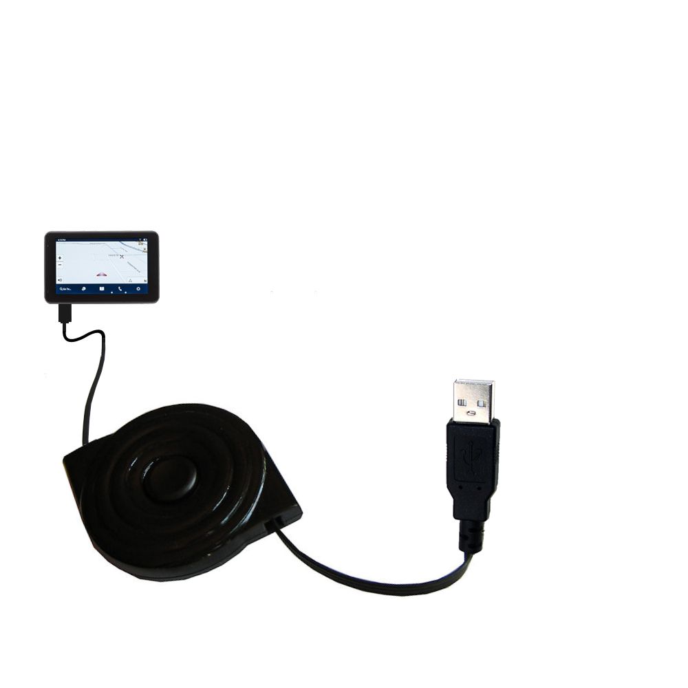 Retractable USB Power Port Ready charger cable designed for the Magellan RoadMate 5465 / 5430 and uses TipExchange