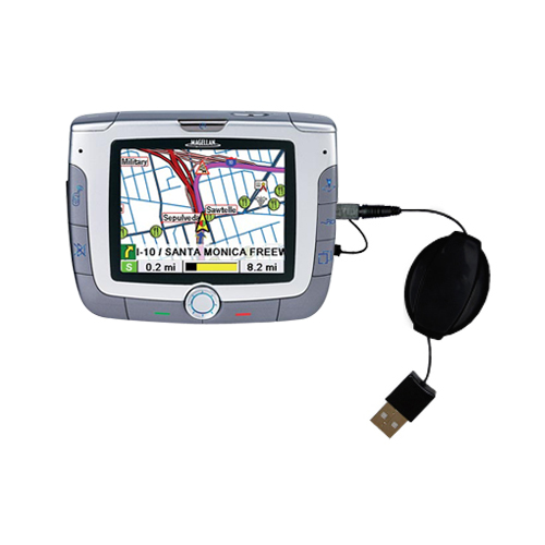 Retractable USB Power Port Ready charger cable designed for the Magellan Roadmate 6000T and uses TipExchange