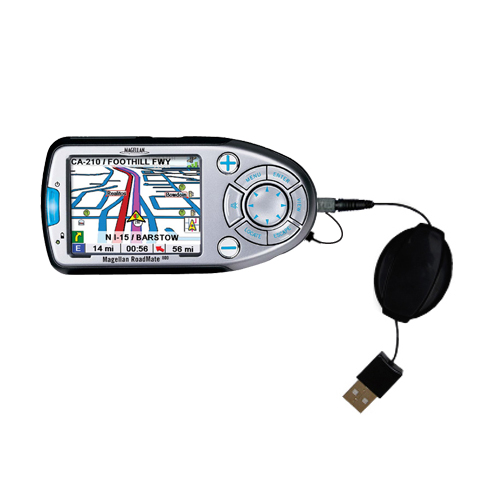 Retractable USB Power Port Ready charger cable designed for the Magellan Roadmate 800 and uses TipExchange