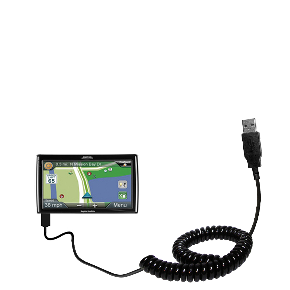 Coiled USB Cable compatible with the Magellan Roadmate RV9145-LM