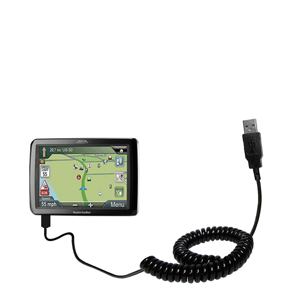 Coiled USB Cable compatible with the Magellan Roadmate RV9365T-LMB