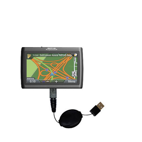 Retractable USB Power Port Ready charger cable designed for the Magellan Roadmate SE4 and uses TipExchange