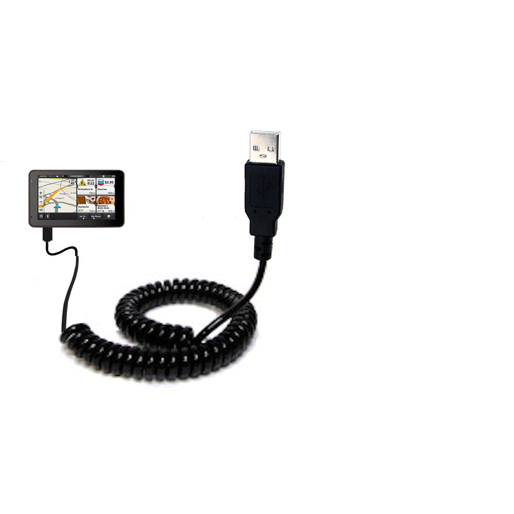 Coiled USB Cable compatible with the Magellan SmartGPS 5390 / 5295