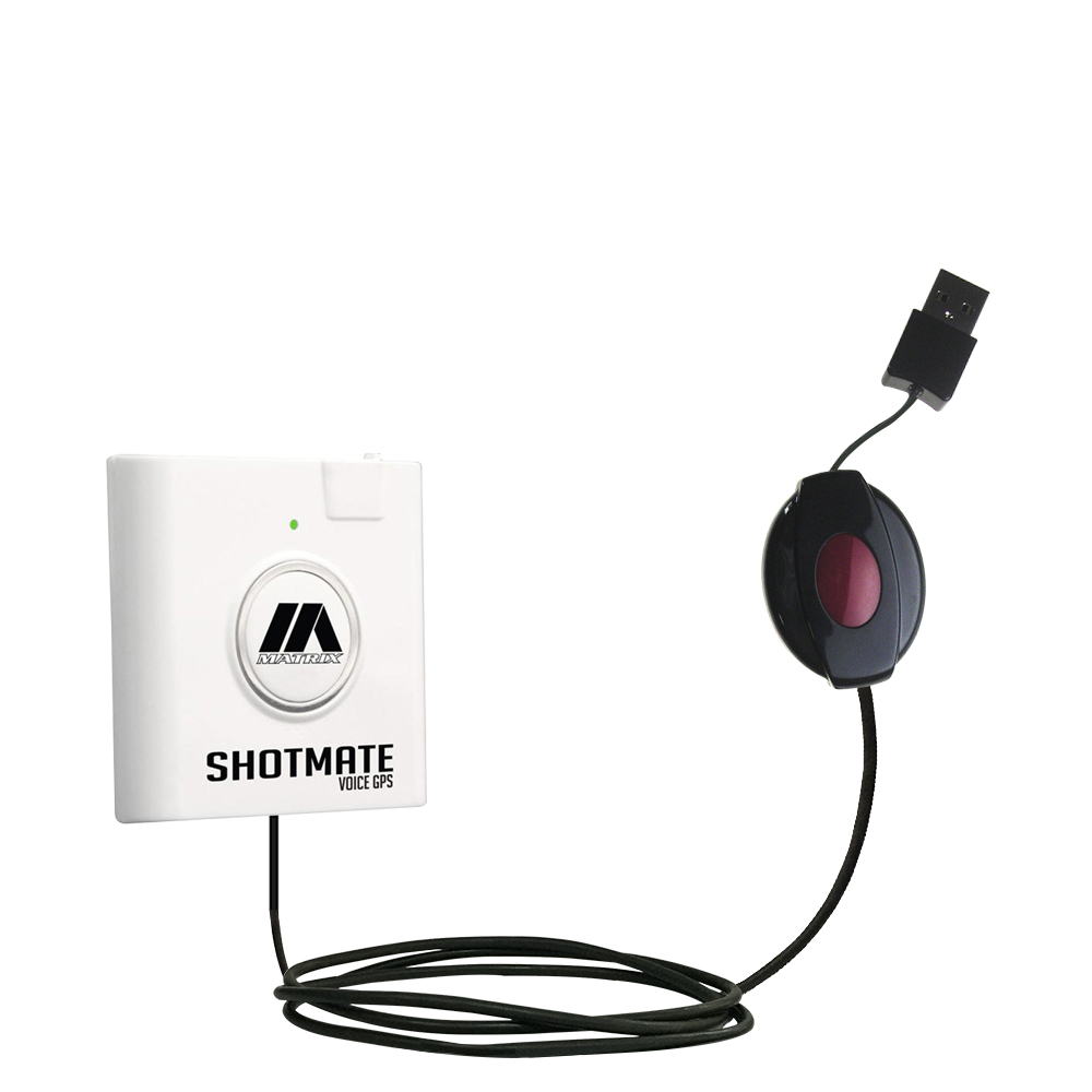 Retractable USB Power Port Ready charger cable designed for the Matrix SHOTMATE Voice and uses TipExchange