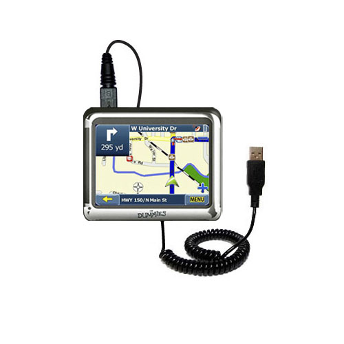 Coiled USB Cable compatible with the Maylong FD-350 GPS For Dummies