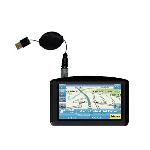 Retractable USB Power Port Ready charger cable designed for the Maylong FD-420 GPS For Dummies and uses TipExchange