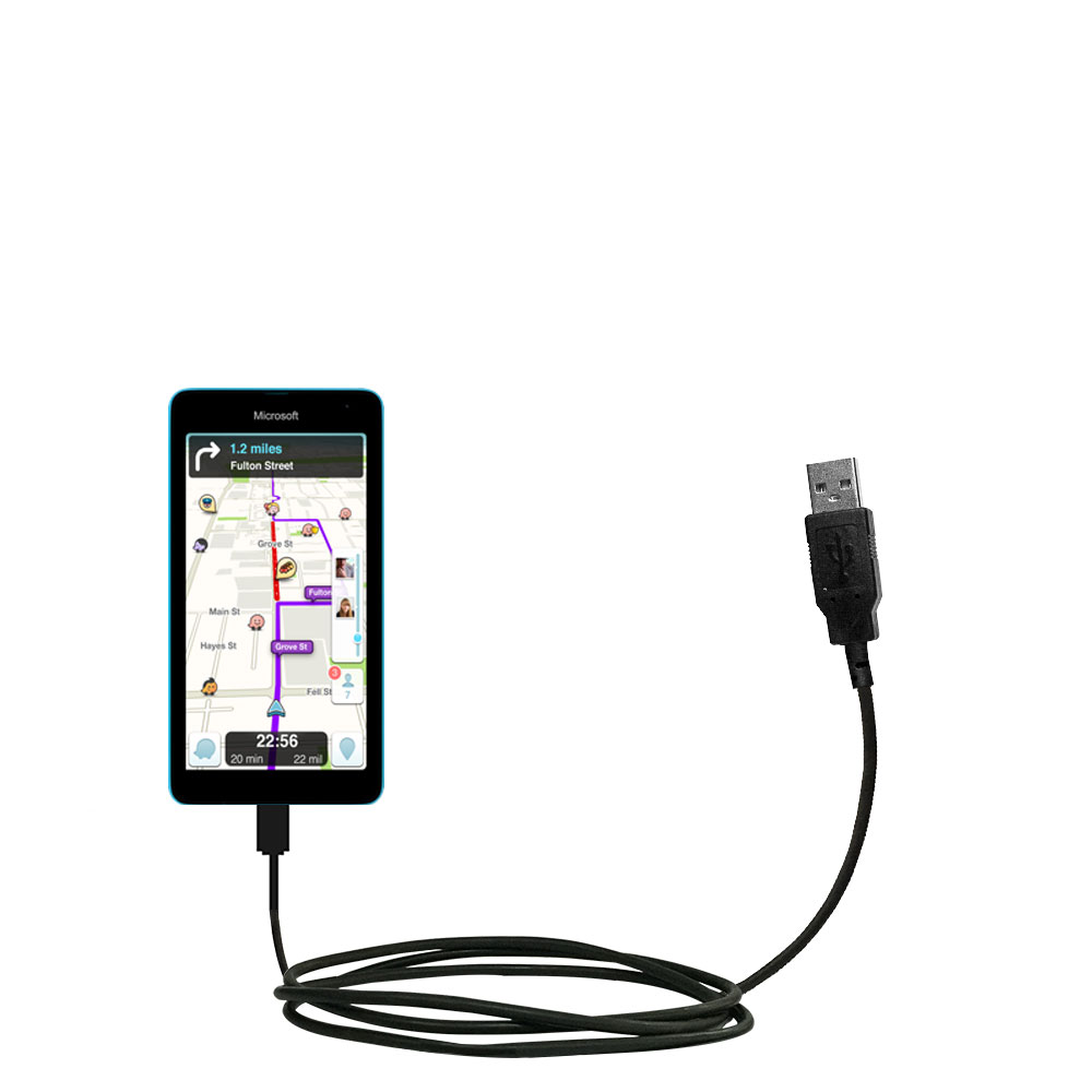 Classic Straight USB Cable suitable for the Microsoft Lumia 535 with Power Hot Sync and Charge Capabilities - Uses Gomadic TipExchange Technology