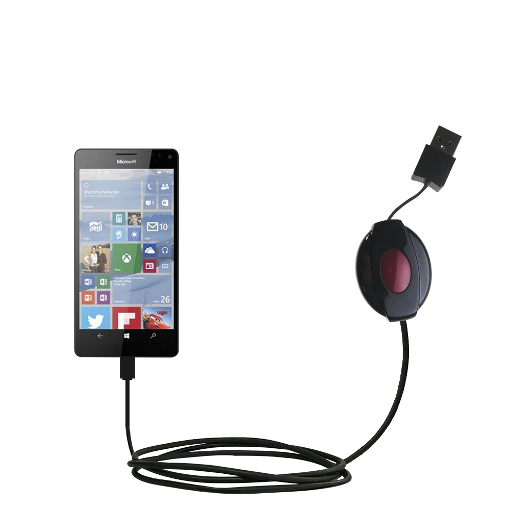 Retractable USB Power Port Ready charger cable designed for the Microsoft Lumia 950 XL and uses TipExchange