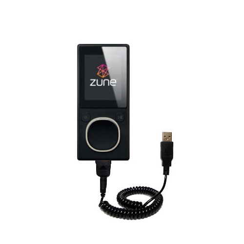 Coiled USB Cable compatible with the Microsoft Zune 4GB / 8GB
