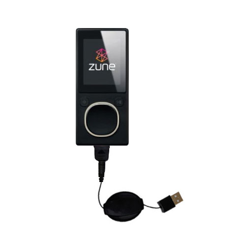 Retractable USB Power Port Ready charger cable designed for the Microsoft Zune 4GB / 8GB and uses TipExchange