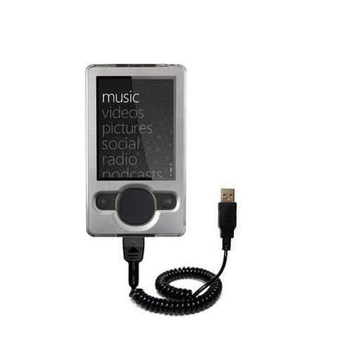 Coiled USB Cable compatible with the Microsoft Zune (2nd and Latest Generation)