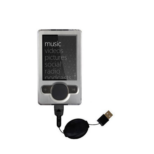 Retractable USB Power Port Ready charger cable designed for the Microsoft Zune (2nd and Latest Generation) and uses TipExchange