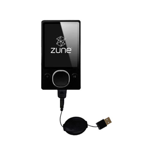 Retractable USB Power Port Ready charger cable designed for the Microsoft Zune 80GB 2nd Gen and uses TipExchange