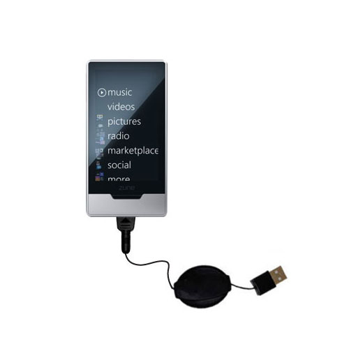 Retractable USB Power Port Ready charger cable designed for the Microsoft Zune HD and uses TipExchange