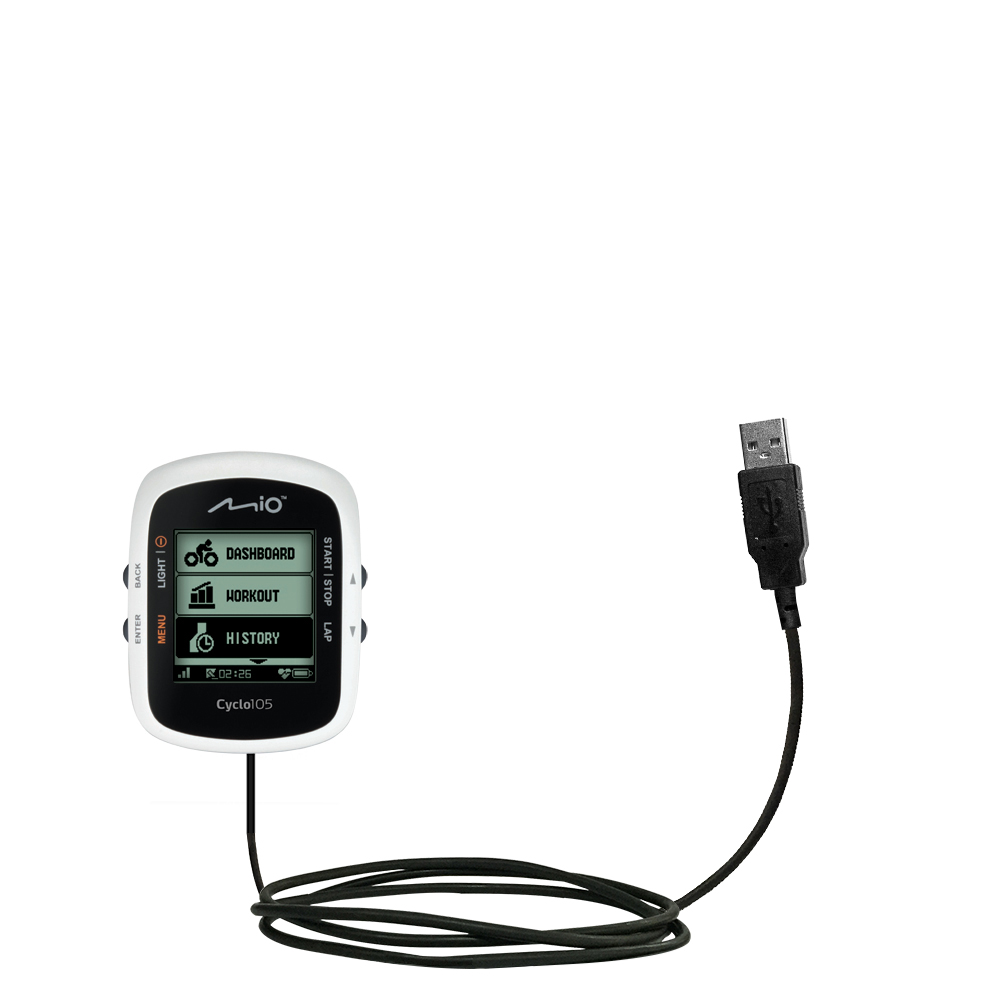 Classic Straight USB Cable suitable for the Mio Cyclo 105 / H HC with Power Hot Sync and Charge Capabilities - Uses Gomadic TipExchange Technology