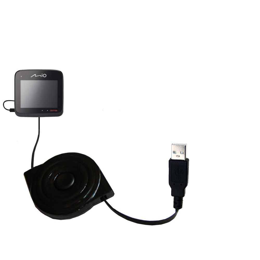 Retractable USB Power Port Ready charger cable designed for the Mio MiVue 528 / 538 / 568 Touch and uses TipExchange