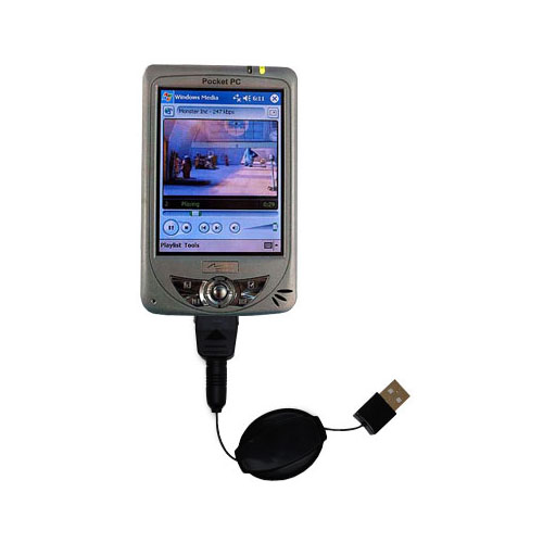 Retractable USB Power Port Ready charger cable designed for the Mio 138 and uses TipExchange