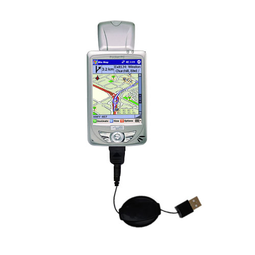 Retractable USB Power Port Ready charger cable designed for the Mio 168 Plus and uses TipExchange