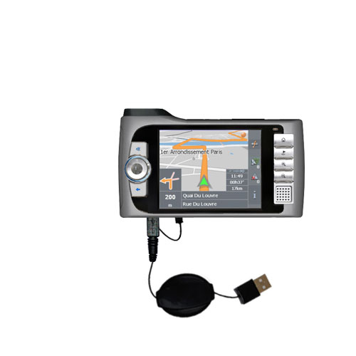 Retractable USB Power Port Ready charger cable designed for the Mio 268 and uses TipExchange