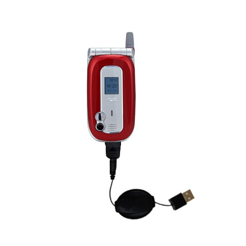 Retractable USB Power Port Ready charger cable designed for the Mio 8390 MiTAC and uses TipExchange