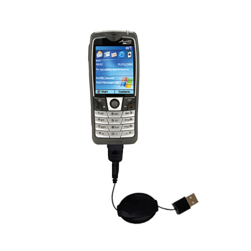 Retractable USB Power Port Ready charger cable designed for the Mio 8870 MiTAC and uses TipExchange