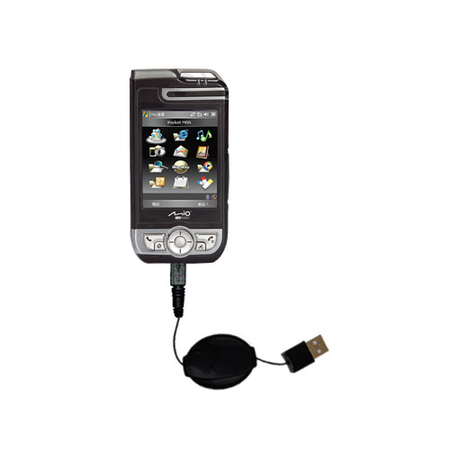 Retractable USB Power Port Ready charger cable designed for the Mio A700 and uses TipExchange