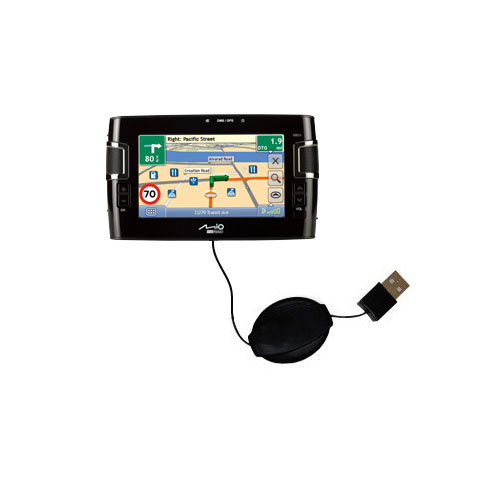 Retractable USB Power Port Ready charger cable designed for the Mio C317 and uses TipExchange