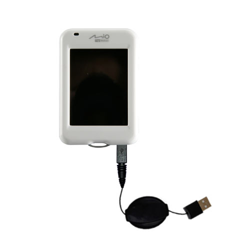 Retractable USB Power Port Ready charger cable designed for the Mio H610 and uses TipExchange