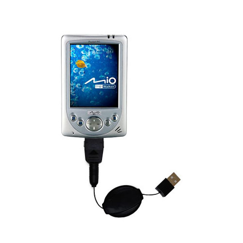 Retractable USB Power Port Ready charger cable designed for the Mio 338 338 Plus and uses TipExchange