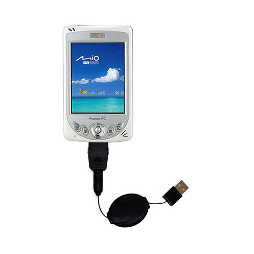 Retractable USB Power Port Ready charger cable designed for the Mio 339 and uses TipExchange