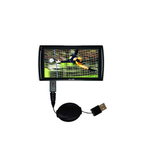 Retractable USB Power Port Ready charger cable designed for the Mio Navman Spirit TV and uses TipExchange