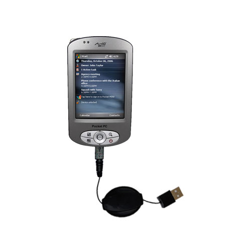 Retractable USB Power Port Ready charger cable designed for the Mio P350 and uses TipExchange