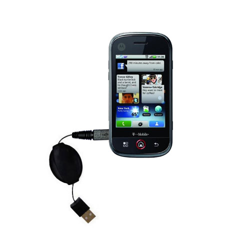 Retractable USB Power Port Ready charger cable designed for the Motorola  CLIQ MB200 and uses TipExchange