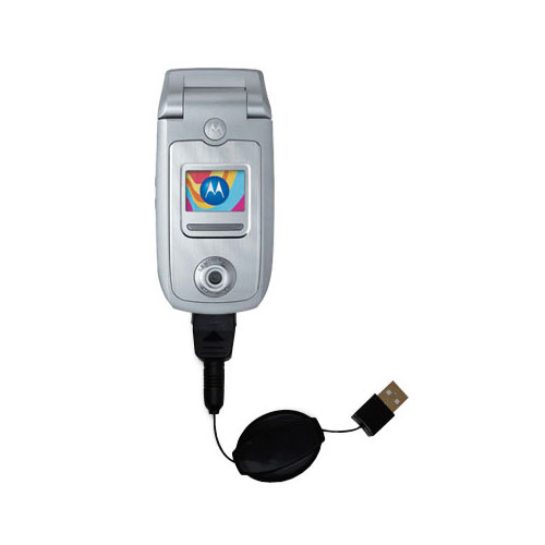 Retractable USB Power Port Ready charger cable designed for the Motorola A668 and uses TipExchange