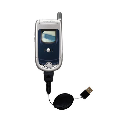 USB Power Port Ready retractable USB charge USB cable wired specifically for the Motorola A728 and uses TipExchange
