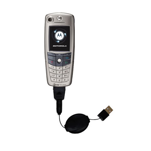 Retractable USB Power Port Ready charger cable designed for the Motorola A845 and uses TipExchange