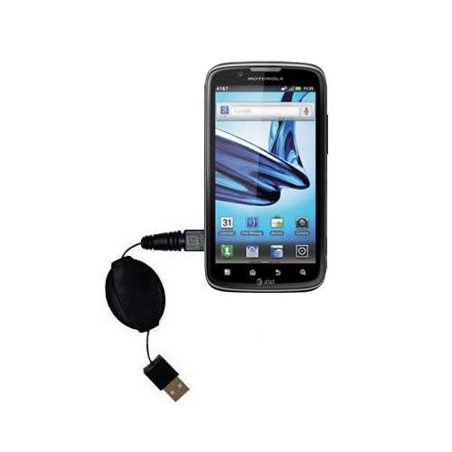 Retractable USB Power Port Ready charger cable designed for the Motorola Atrix Refresh and uses TipExchange