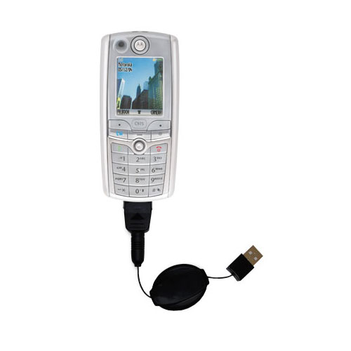 Retractable USB Power Port Ready charger cable designed for the Motorola C975 and uses TipExchange
