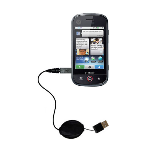 Retractable USB Power Port Ready charger cable designed for the Motorola CLIQ and uses TipExchange