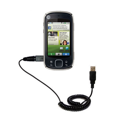 Coiled USB Cable compatible with the Motorola CLIQ XT