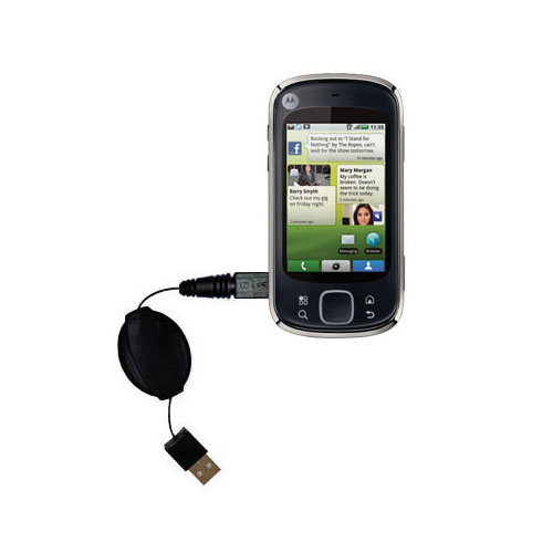 Retractable USB Power Port Ready charger cable designed for the Motorola CLIQ XT and uses TipExchange